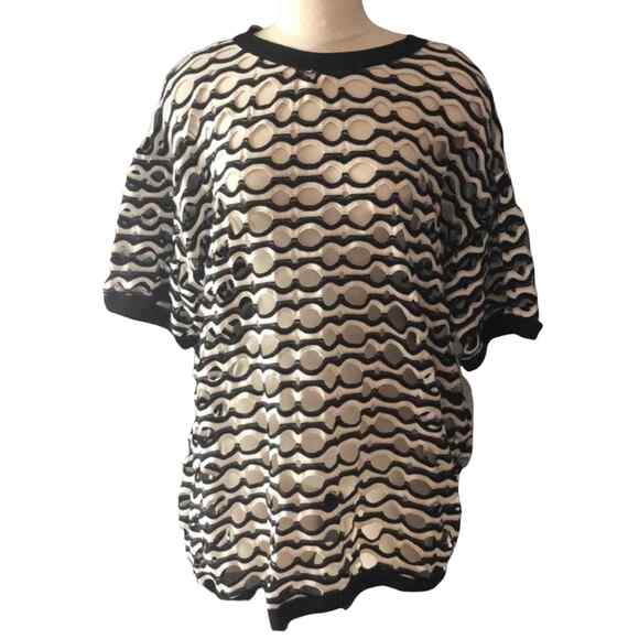Vtg Under Cover Black white mesh gold top cover up Women’s Sz 1x Mede In USA - Picture 1 of 5